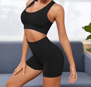 Seamless Racer Back Sports Bra & Biker Shorts