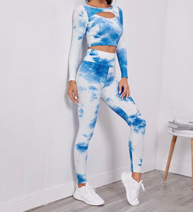 Tie Dye Peekaboo Front Sports Top & Leggings