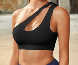 One Shoulder Cut Out Sports Bra