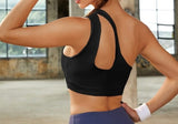 One Shoulder Cut Out Sports Bra