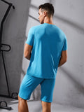 Men's Solid Tee & Track Shorts Set