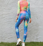 Tie Dye Peekaboo Front Sports Top & Leggings