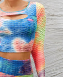 Tie Dye Peekaboo Front Sports Top & Leggings