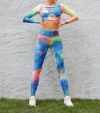 Tie Dye Peekaboo Front Sports Top & Leggings